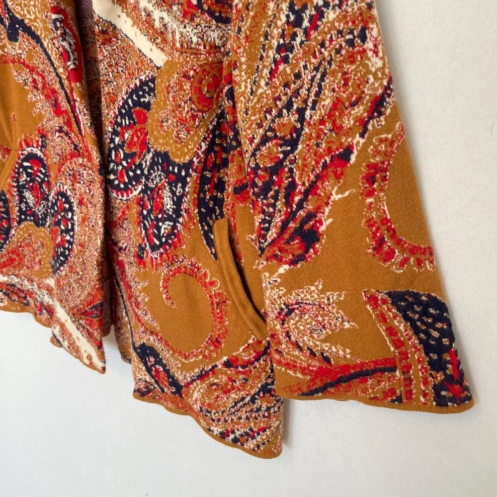 MOTH ANTHROPOLOGIE Women’s XS Paisley Print Knit Cardigan Sweater Blazer